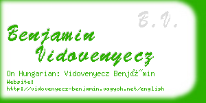 benjamin vidovenyecz business card